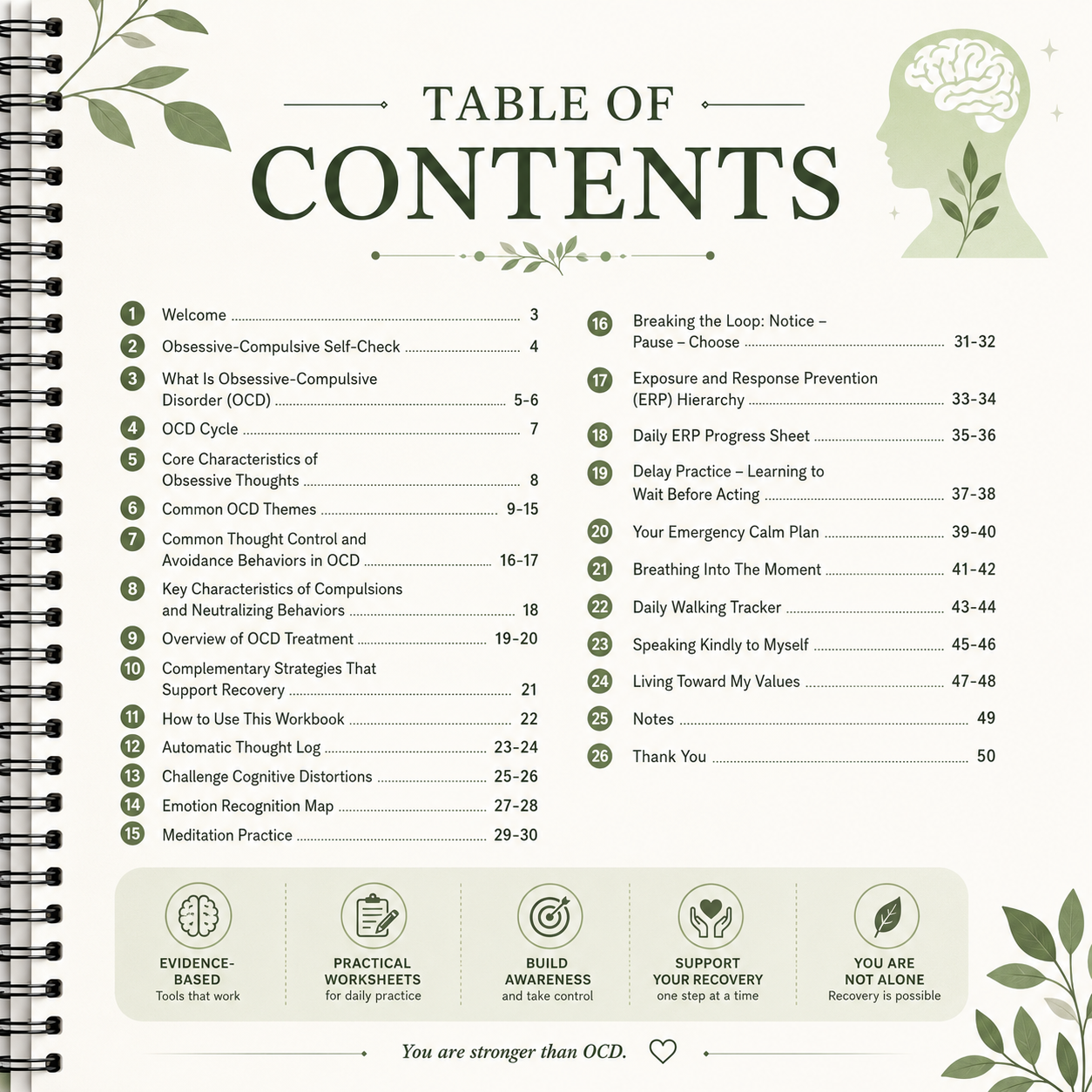 OCD Recovery Workbook | CBT & ERP Exercises, Printable Mental Health Journal PDF
