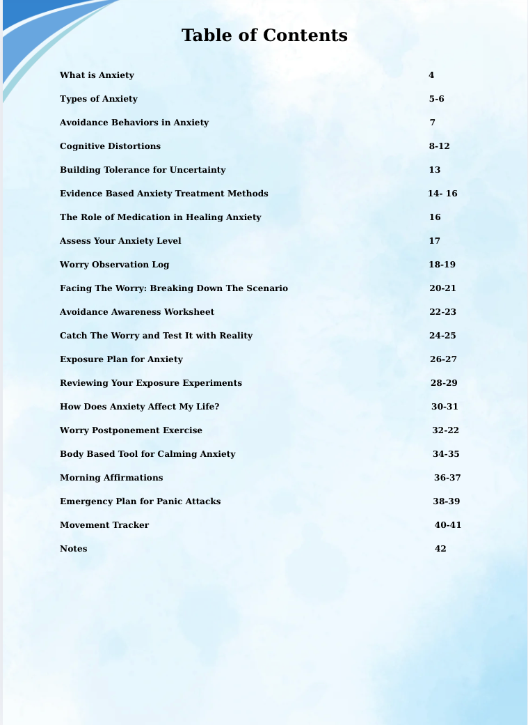 Anxiety Workbook – Guided CBT Journal, Mindfulness Exercises & Printable Therapy Worksheets