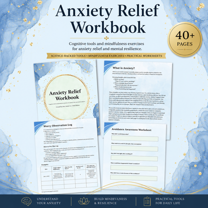 Anxiety Workbook – Guided CBT Journal, Mindfulness Exercises & Printable Therapy Worksheets