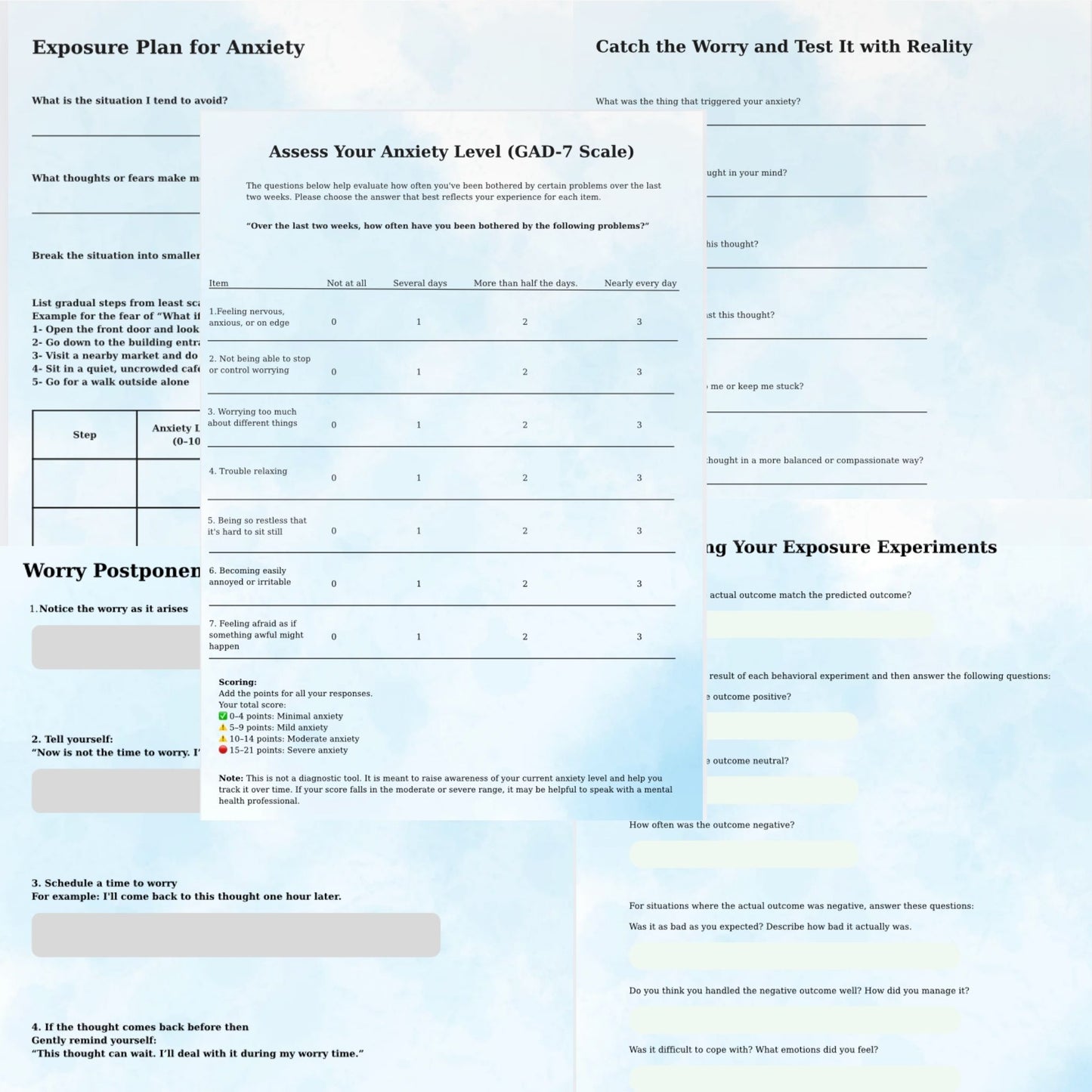 Anxiety Workbook – Guided CBT Journal, Mindfulness Exercises & Printable Therapy Worksheets