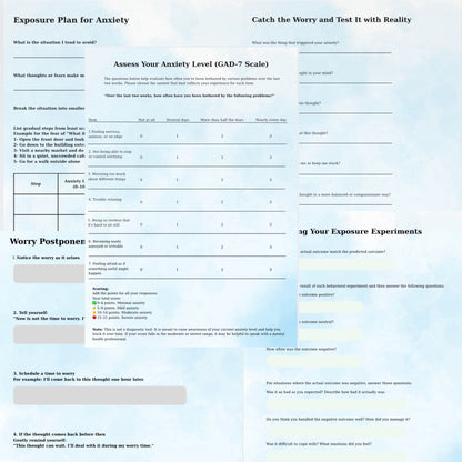 Anxiety Workbook – Guided CBT Journal, Mindfulness Exercises & Printable Therapy Worksheets